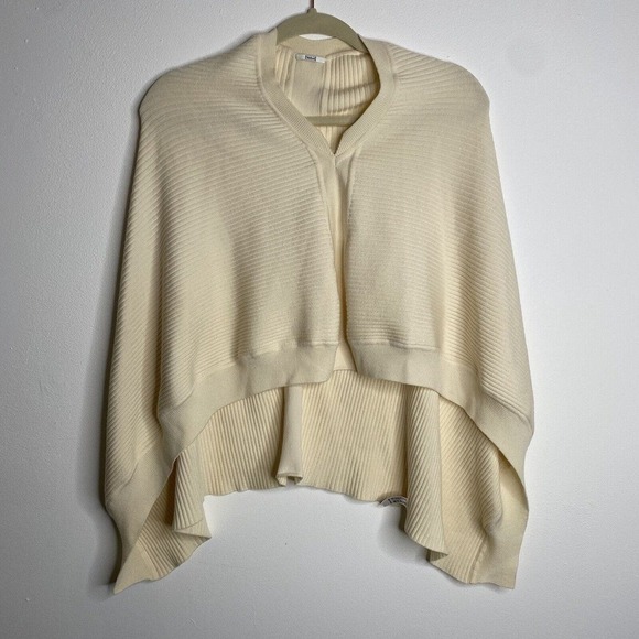 Wolford ivory cream wool blend ribbed‎ poncho top womens OS capelet - Picture 1 of 4